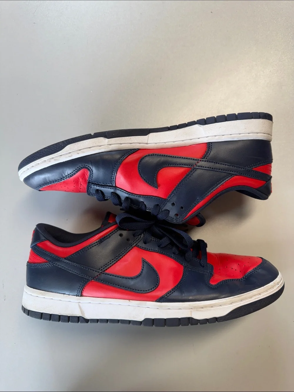 NIKE Men's Dunk Low Retro Navy Red Shoes Size 11 - Picture 6 of 12